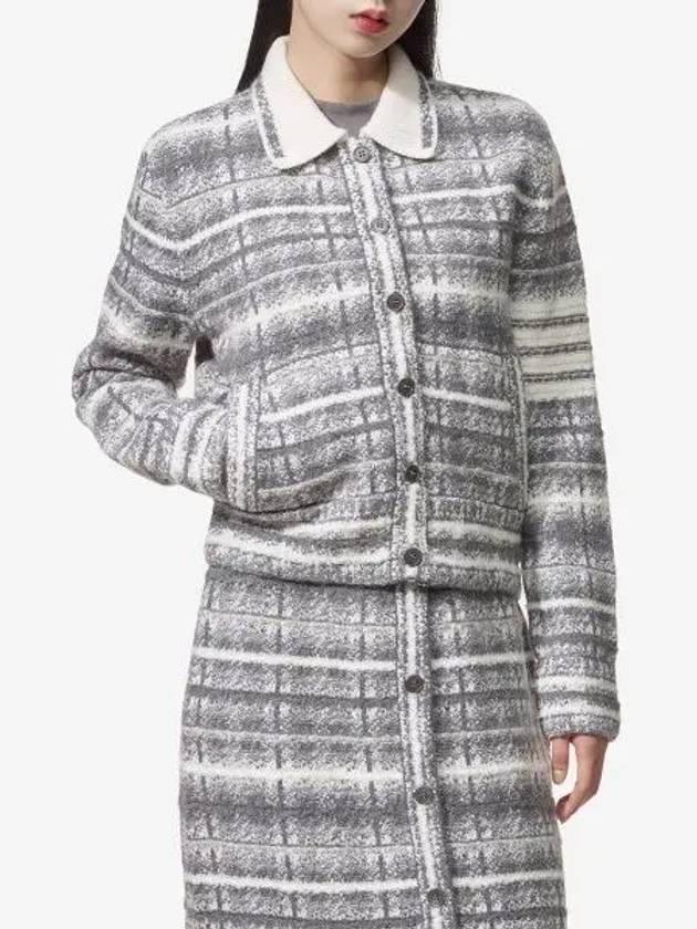 Tartan Check 4 Bar Cardigan Grey - THOM BROWNE - BALAAN 2