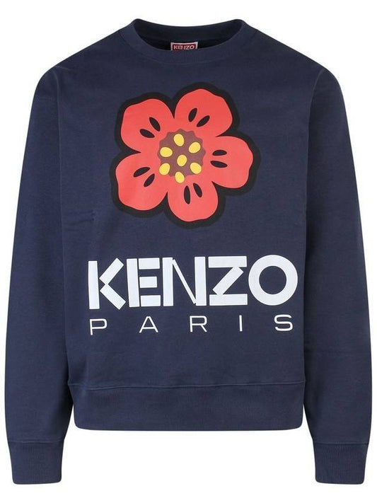 Men's Boke Flower Print Sweatshirt Blue - KENZO - BALAAN 1