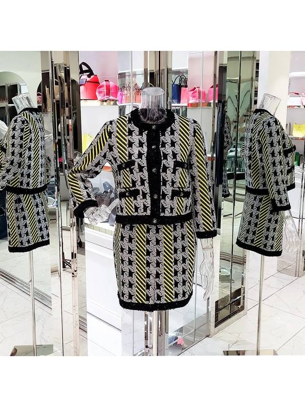 24A Workshop Collection Multi Pattern Jacket 36 Skirt 34 Setup Black Yellow - CHANEL - BALAAN 1