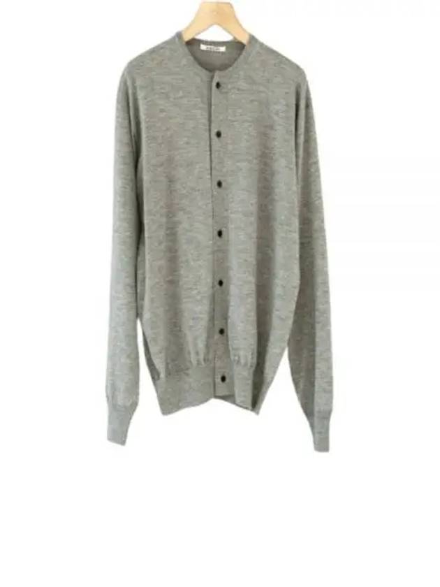 CASH MERE HARD TWIST KNIT CARDIGAN TOP GRAY A24SC01CT Cashmere hard twist knit cardigan - AURALEE - BALAAN 1