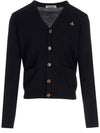 ORB Logo V-Neck Cardigan Black - VIVIENNE WESTWOOD - BALAAN 2