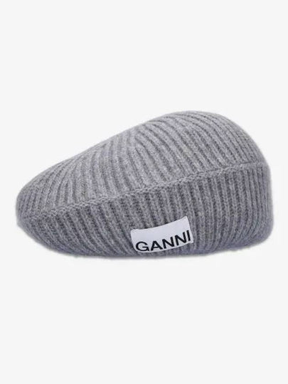 Logo Rib Edge Wool Beret Paloma Melange - GANNI - BALAAN 2