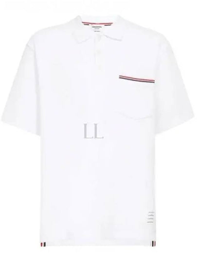 RWB Pocket Interlock Cotton Short Sleeve Polo Shirt White - THOM BROWNE - BALAAN 2