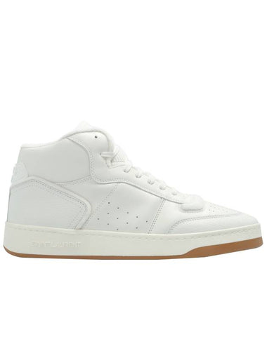 SL 08 Calfskin Mid High Top Sneakers White - SAINT LAURENT - BALAAN 1