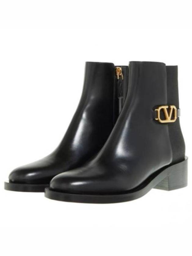 V Logo Signature Round Toe Middle Boots Black - VALENTINO - BALAAN 2