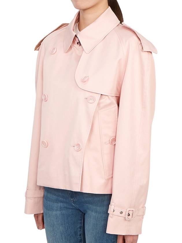 Cotton Gabardine Cropped Trench Coat Pink - BURBERRY - BALAAN 6