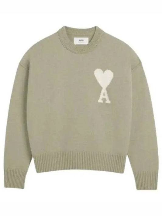 Big Heart Logo Wool Knit Top Green - AMI - BALAAN 2