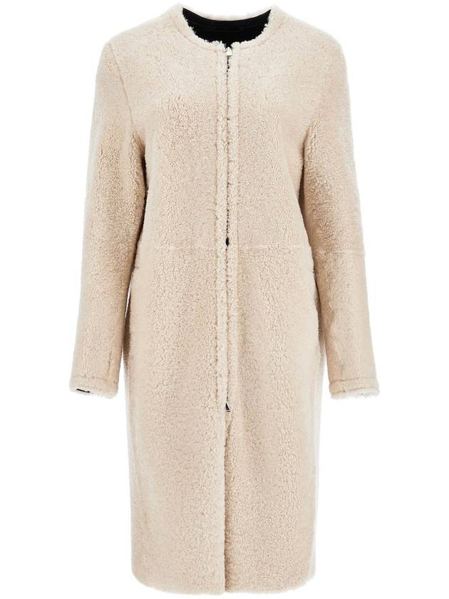 beige shearling coat with zip - TOTEME - BALAAN 1