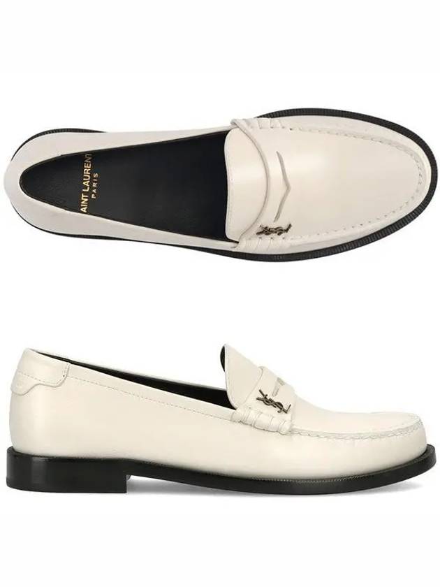 Le Loafer Penny Slippers In Smooth Leather Pearl - SAINT LAURENT - BALAAN 2