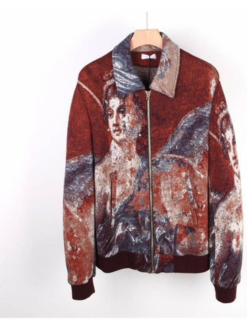 Selfguard printing knit jacket brown NMW18101 089 - IH NOM UH NIT - BALAAN 1