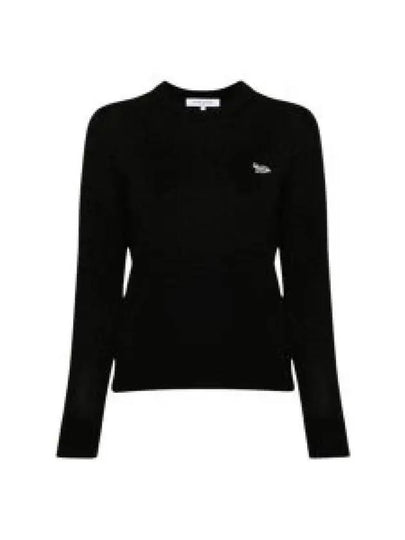 Women's Baby Fox Patch Regular Knit Top Black - MAISON KITSUNE - BALAAN 2