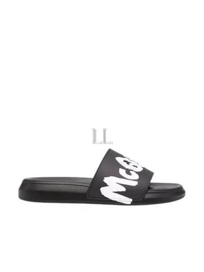 Men's Graffiti Rubber Pool Slippers Black - ALEXANDER MCQUEEN - BALAAN 2