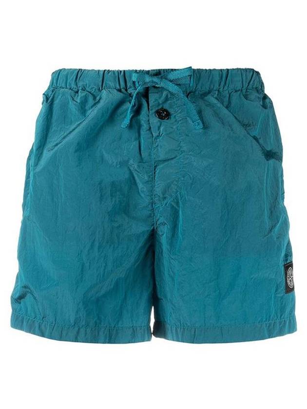 Men's Logo Patch Nylon Swim Shorts Blue - STONE ISLAND - BALAAN.