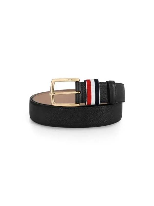 Men's Three Stripes Tab Pebbled Leather Belt Black - THOM BROWNE - BALAAN 6