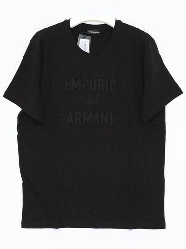 Eagle Logo Swim Short Sleeve T-Shirt Black - EMPORIO ARMANI - BALAAN 1