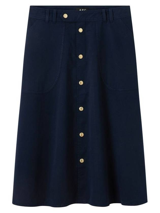 Jamie Mid Waist Cotton A-Line Skirt Dark Navy - A.P.C. - BALAAN 2