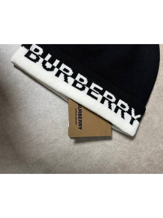 Cashmere Logo Beanie Black - BURBERRY - BALAAN 5