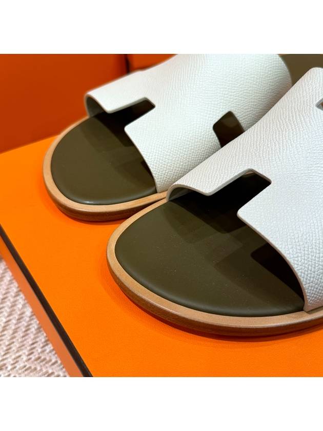 Men's Izmir Sandals Calfskin Absong Khaki Beige - HERMES - BALAAN 3