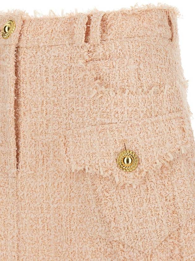 Light-Pink Frayed Tweed Mini Skirt In Wool Blend Woman - BALMAIN - BALAAN 3