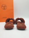 Oran Shearling Sandals Cognac - HERMES - BALAAN.