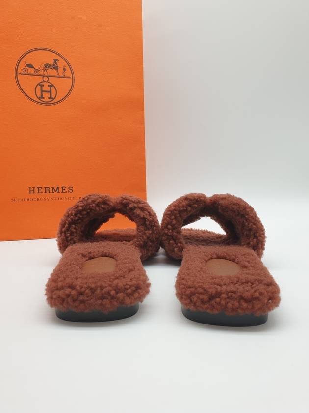 Oran Shearing Sandals Cognac - HERMES - BALAAN 7