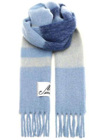 Striped Alpaca Mohair Muffler Blue - MARNI - BALAAN 1