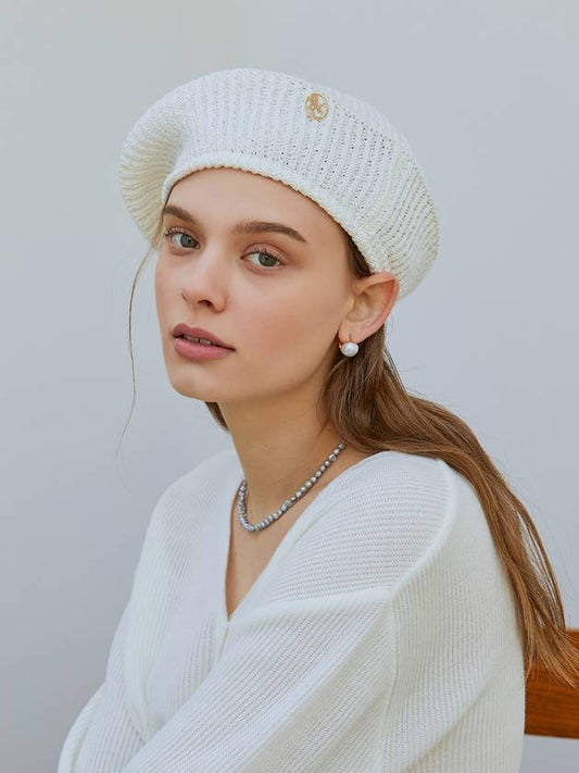 ANC GOLD LOGO KNIT BERET_IVORY - ANOETIC - BALAAN 1