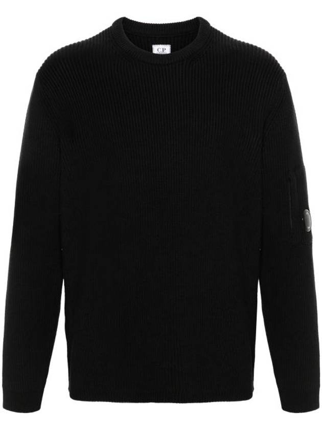 Full Rib Crew Neck Knit Top Black - CP COMPANY - BALAAN 1