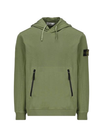 Cotton Waffen Patch Hoodie Sage Green - STONE ISLAND - BALAAN 1