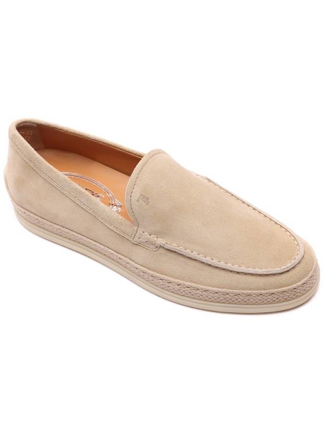 Logo Suede Loafers Beige - TOD'S - BALAAN 4