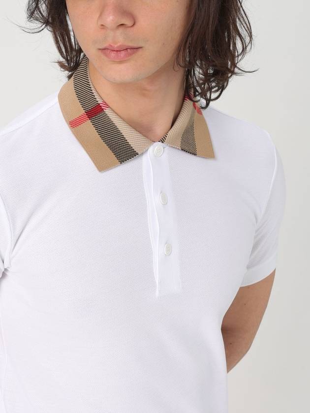 Men's Check Collar Cotton Polo Shirt White - BURBERRY - BALAAN 6