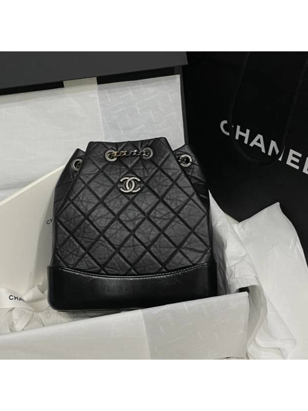 Aged Calfskin Small Gabrielle Backpack Black - CHANEL - BALAAN 11