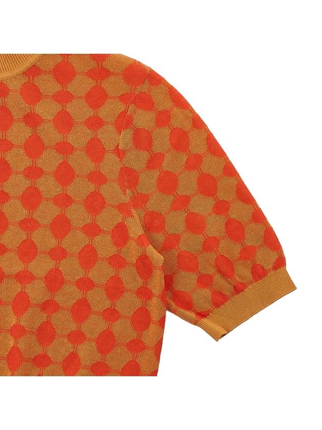 Jacquard Short Sleeve Knit Top Orange - TORY BURCH - BALAAN 6