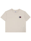 Badge Crew Neck Short Sleeve T-shirt Beige - TOMMY HILFIGER - BALAAN 2