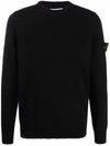 Comfort Wool Cotton Knit Top Black - STONE ISLAND - BALAAN 1