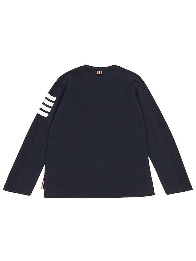 4-Bar Striped Cotton Long Sleeve T-Shirt Navy - THOM BROWNE - BALAAN 3