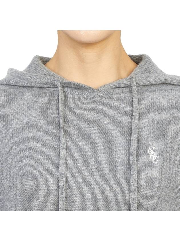 Embroidered Logo Cashmere Hoodie Grey - SPORTY & RICH - BALAAN 7