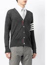 Men's Sustainable Classic Diagonal Wool Cardigan Dark Grey - THOM BROWNE - BALAAN 4