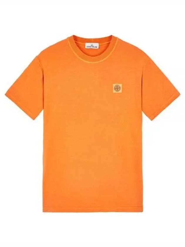 Pisato Effect Logo Patch Short Sleeve T-Shirt Orange - STONE ISLAND - BALAAN 2