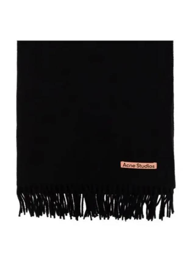 Logo Wool Fringe Scarf Black - ACNE STUDIOS - BALAAN 2