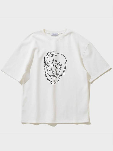 Face Drawing Stitch Half T-Shirt Ivory - FFEFF STUDIO - BALAAN 1