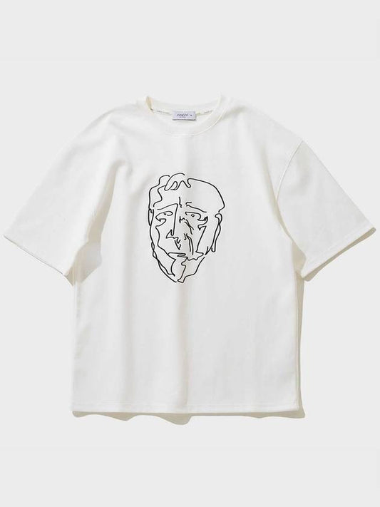 Face drawing embroidery short sleeve t shirt ivory - FFEFF STUDIO - BALAAN 2