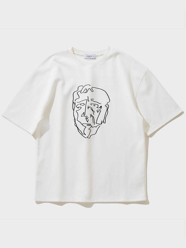 Face Drawing Stitch Half T-Shirt Ivory - FFEFF STUDIO - BALAAN 2