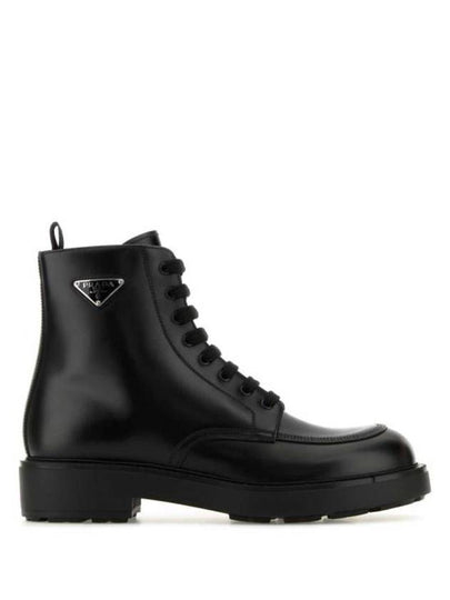 Brushed leather ankle boots black - PRADA - BALAAN 2