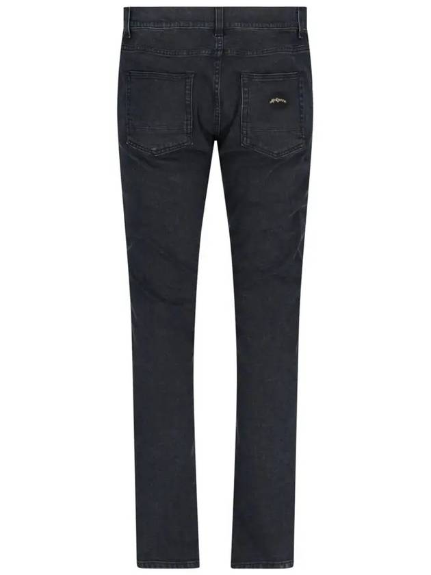 Logo Patch Slim Fit Denim Jeans Black - ALEXANDER MCQUEEN - BALAAN.