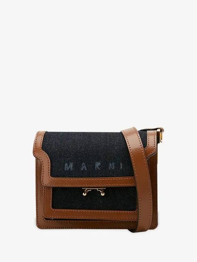 Denim Leather Trunk Cross Bag Brown - MARNI - BALAAN 4