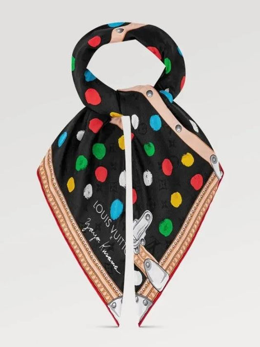 Yayoi Kusama Painted Dot Monogram Square 90 Black - LOUIS VUITTON - BALAAN 2