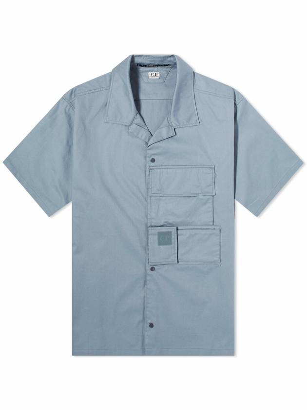 Metropolis Gabardine Short Sleeve Shirt Turbulence - CP COMPANY - BALAAN 2