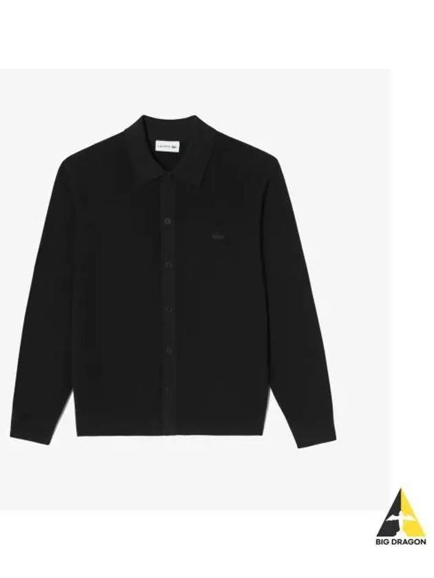 Men s Shirt Collar Cardigan Black - LACOSTE - BALAAN 1