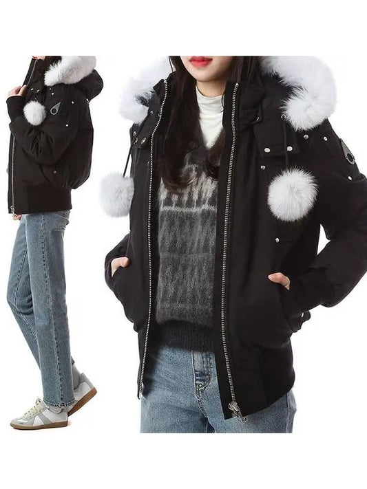 Women's Original Debbie Bomber Jacket White Fox Fur Black - MOOSE KNUCKLES - BALAAN 2